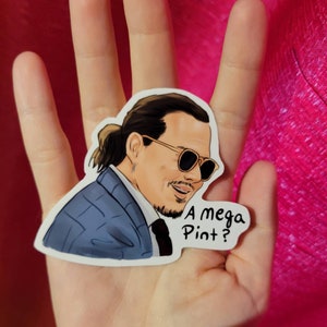Pegatina para portátil de una pinta de Johnny Depp para divertirse