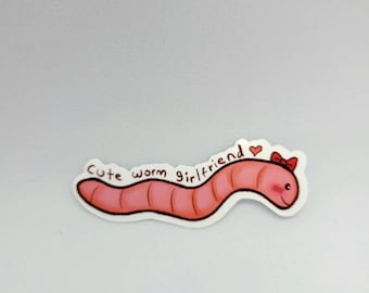 Cute worm girlfriend sticker worm funny laptop sticker