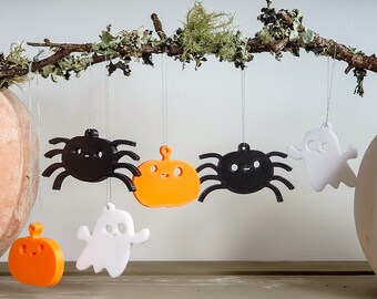 Spooky Halloween Decorations, Spider, Pumpkin, Ghost, Party Favors, Set of 6