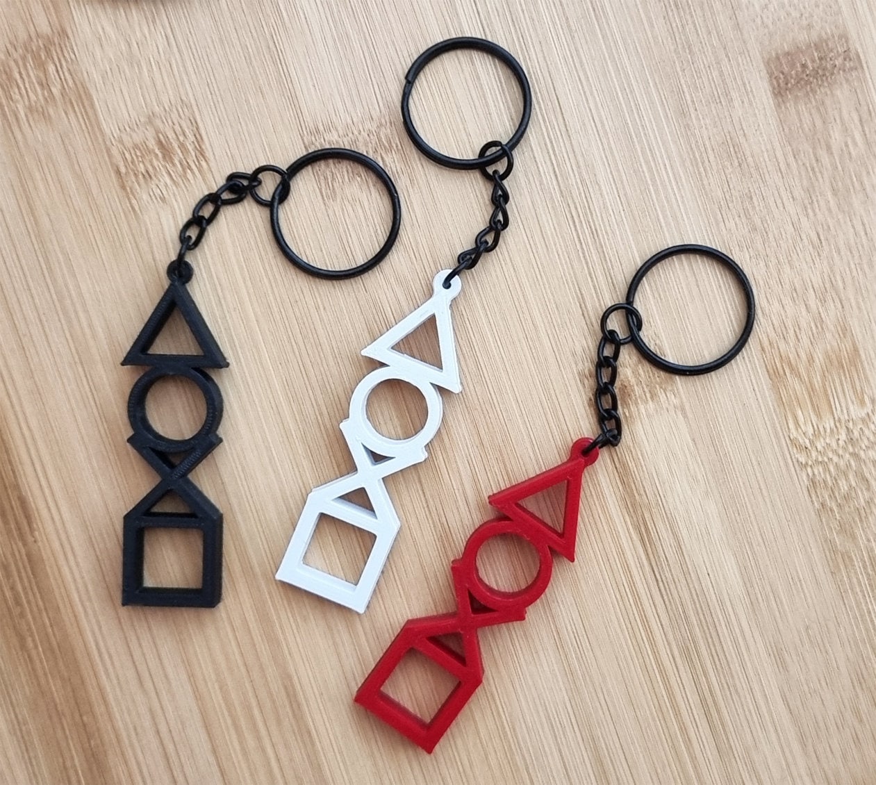 Playstation Button Keyrings – Multicolour 3D Printed Gamer
