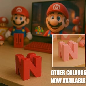 ニンテンドー64キューブロゴ – 3DプリントN64シンボルサイン | レトロゲーマーのデスクや棚の装飾 | 彼へのクリスマスプレゼント | POIDUK