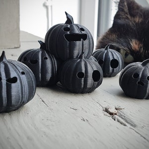 Cute mini 3D Printed pumpkins - Home Decor / Party Favors | BLACK EDITION