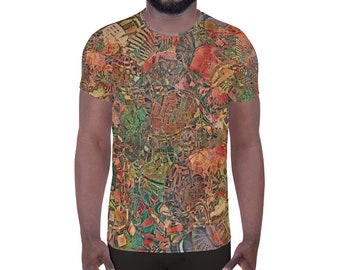 Psychedelic Colorful All-Over Print Men's Athletic T-shirt - Multiple Sizes Available