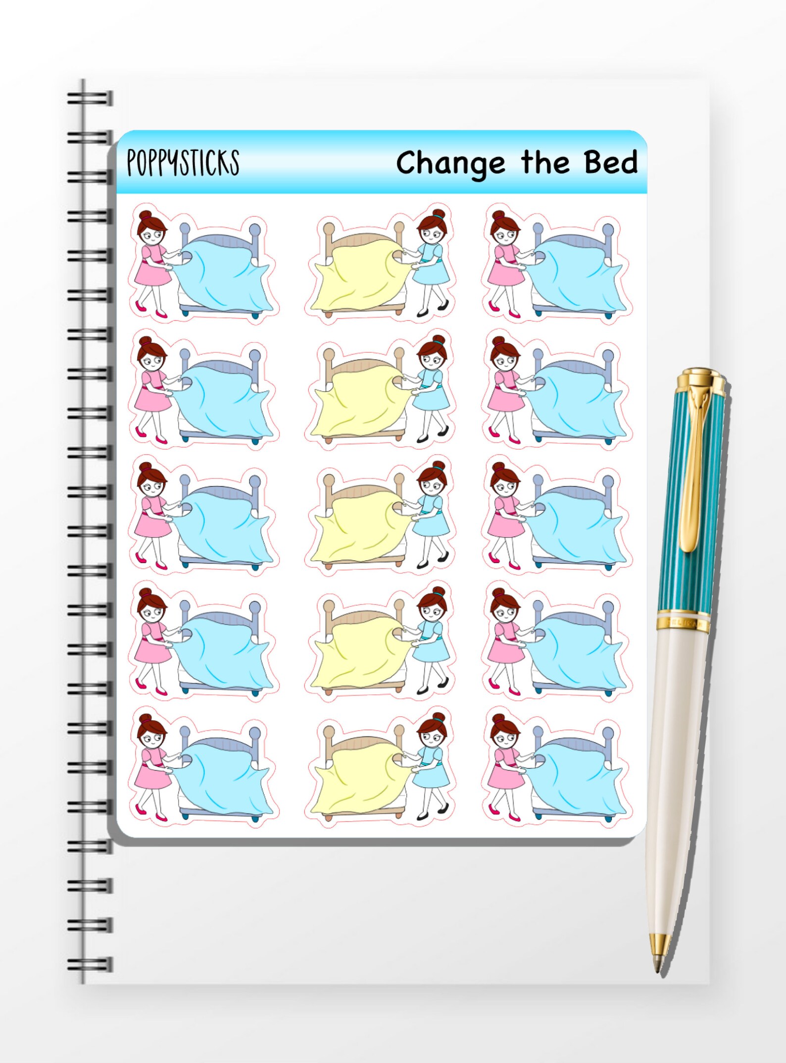 Change Sheets planner stickers Change the bed stickers | Etsy