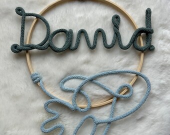 Personalized name ring / rocket / space / children's room / decoration / gift for birth or baptism / dream catcher /