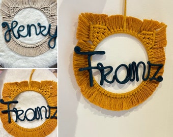 Macrame ~ lion ~ wall hanging ~ children's room ~ decoration ~ personalized gift ~ birthday ~ name ~ Christmas ~ birth