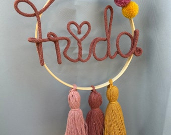 Personalized name ring / dream catcher / door wreath / children's room decoration / birthday gift / christening gift / birth gift /