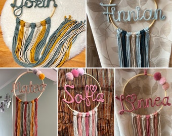 Personalized / Wall Hanging / Dream Catcher / Name Ring / Baby / Children's Room / Decoration / Gift / Baptism Gift / Birthday / Girl / Boy