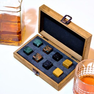 Personalized box whiskey stone gift set, birthday gift, dad gift, best gentleman gift, special day gift