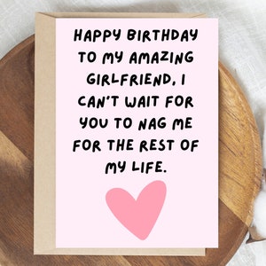 Tarjeta de cumpleaños para novia / Tarjeta de cumpleaños para novia / Feliz cumpleaños novia / Para ella / Tarjeta divertida para novia