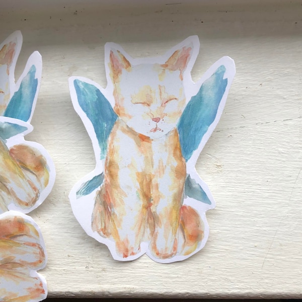 watercolor fairy cat sticker 3.4x2.5