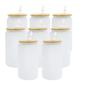 IN STOCK 16oz Frosted Sublimation Libbey Beer Glass Can Tumbler With Bamboo Lid And Straw