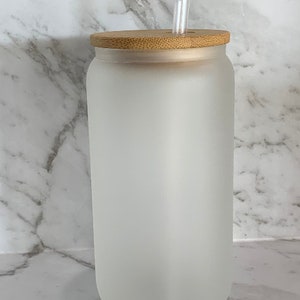IN STOCK 16oz Frosted Sublimation Libbey Beer Glass Can Tumbler With Bamboo Lid And Straw