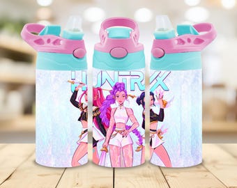 KPOP 12oz butelka na napoje dla dzieci opakowanie na kubek: l 12oz Tumbler PNG (pobranie cyfrowe) opakowanie sublimacyjne | Kpop Demon Hunters PNG dziewczyny sublimacyjne