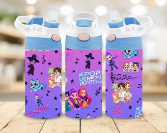 KPOP 12oz butelka na napoje dla dzieci opakowanie na kubek: l 12oz Tumbler PNG (pobranie cyfrowe) opakowanie sublimacyjne | Kpop Demon Hunters PNG sublimacja