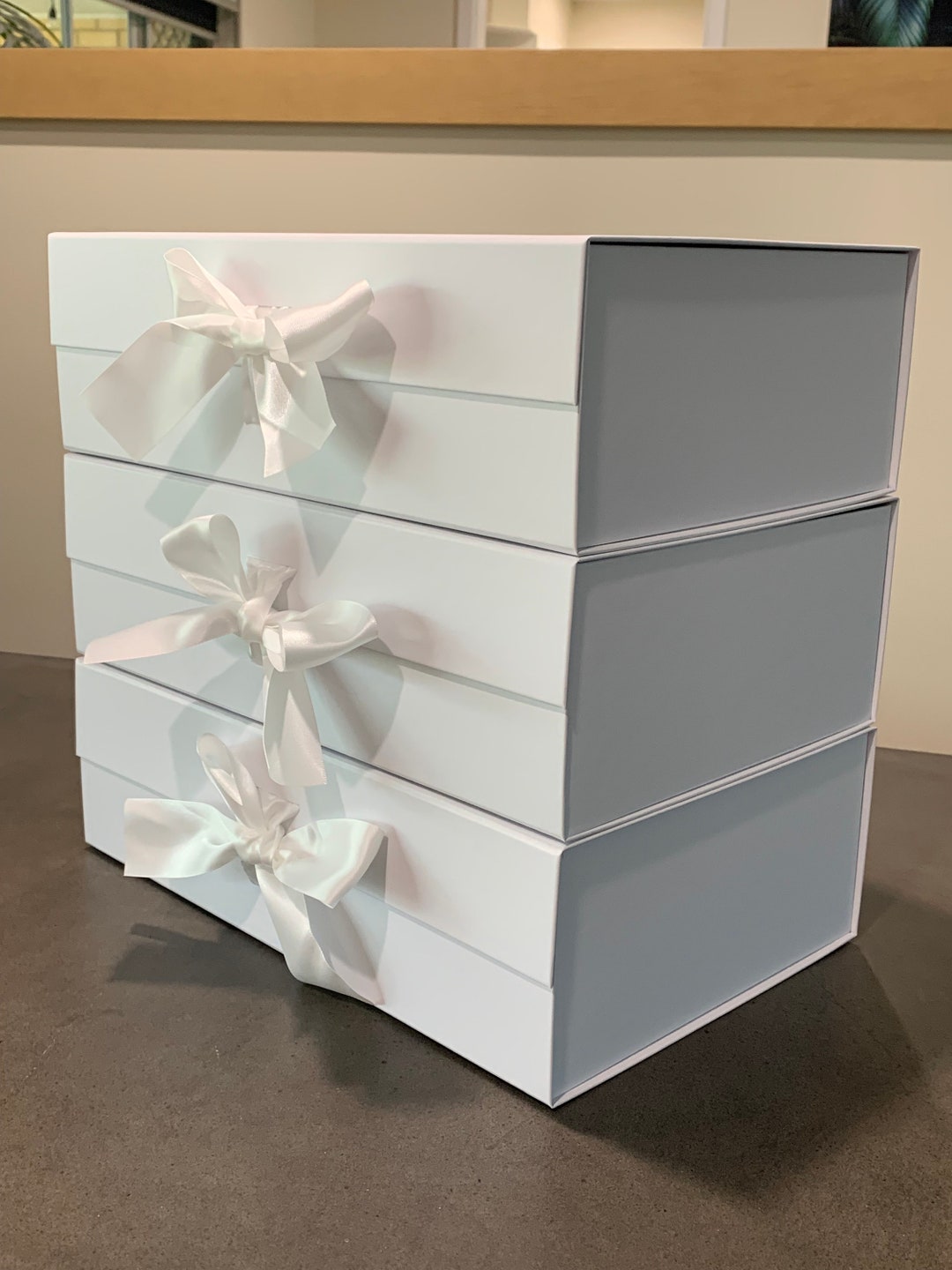 Large White Rigid Gift Box With Ribbon, Blank Hamper Box ADELAIDE - Etsy
