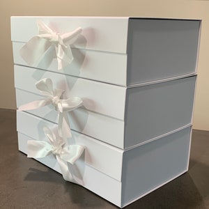 Large White RIBBON Rigid Magnetic Box/ Plain Blank Box / Gift Hamper/Gift Box/Bridesmaid Box/New Home Hamper/Supplies/Fits bottles of wine w