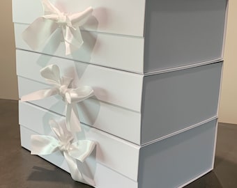 Große weiße RIBBON Starre Magnetbox / schlichte leere Box / Geschenkkorb / Geschenkbox / Brautjungfer Box / New Home Geschenkkorb / Zubehör / passt für Weinflaschen w