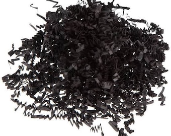1 kg de papel triturado negro, apto para uso alimentario, para rellenar cajas de regalo