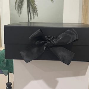 Black box  black RIBBON Rigid Magnetic Box/ Plain Blank Box / Gift Hamper/Gift Box/Bridesmaid Box//Supplies/ imperfections