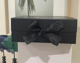 Black box  black RIBBON Rigid Magnetic Box/ Plain Blank Box / Gift Hamper/Gift Box/Bridesmaid Box//Supplies/ imperfections