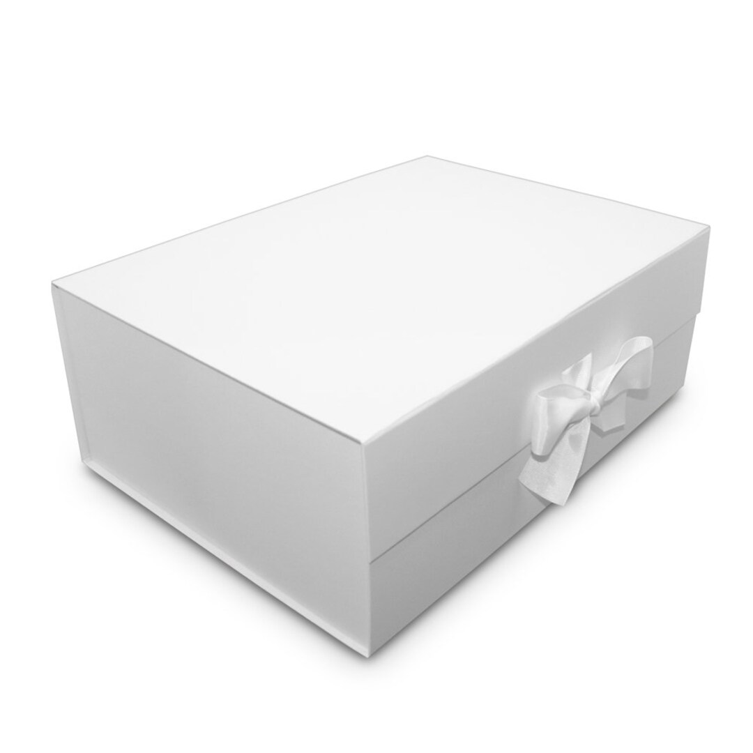 EXTRA Large White SILK RIBBON Rigid Box/ Plain Blank Box