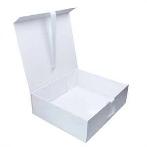 CINTA DE SEDA blanca EXTRA grande Caja magnética rígida / Caja en blanco simple / Cesta de regalo / Caja de regalo / Caja de dama de honor // Suministros /