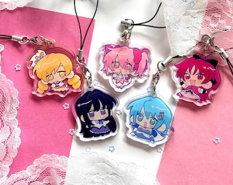 Conjunto de pingentes de celular em acrílico de Madoka Magica