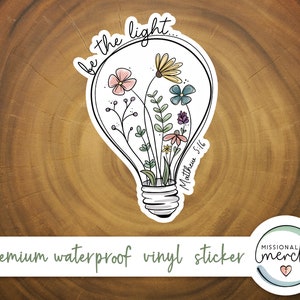 Christian Stickers, Waterproof Stickers for Waterbottle, Boho Stickers, Wildflowers Lightbulb Sticker, Laptop Stickers, Waterproof Stickers