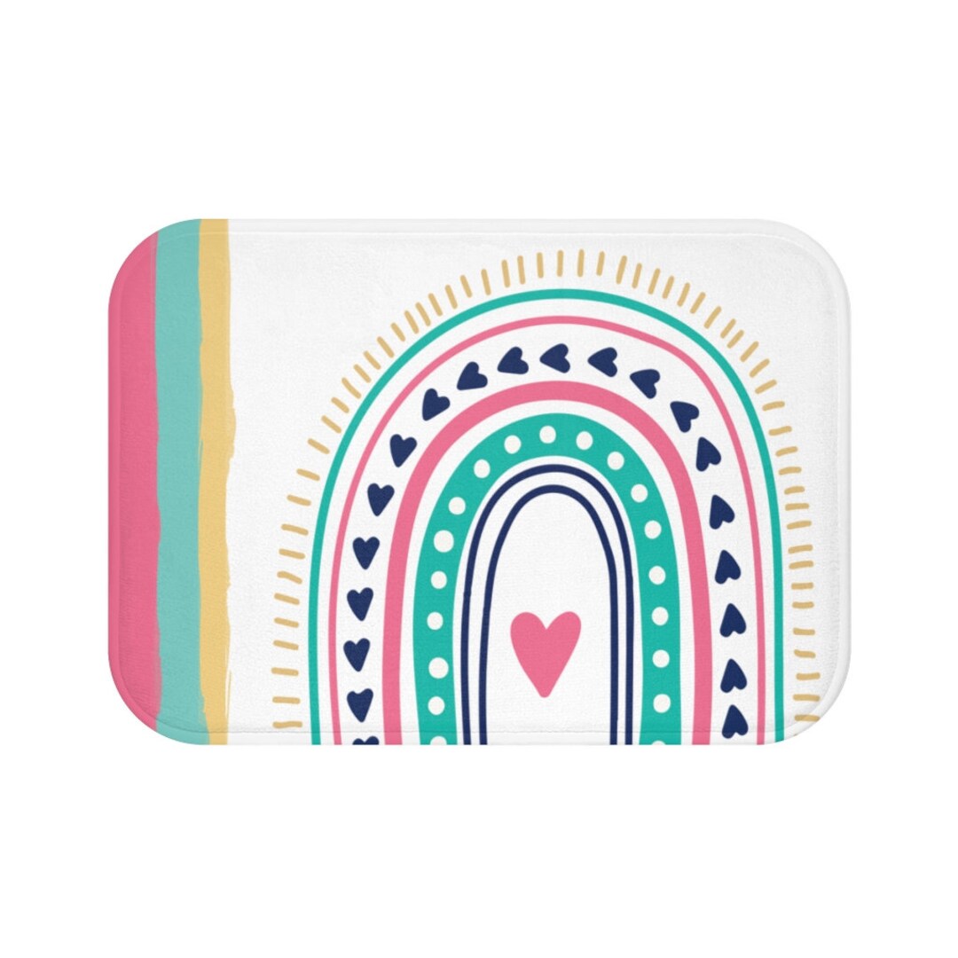 Boho Rainbow Bath Mat for Kids Bathroom Cute Bath Mat for Etsy