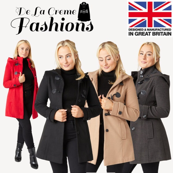 De La Creme - Manteau à capuche coupe ajustée pour femme | Manteau d'hiver à fermeture à bascule pour femme