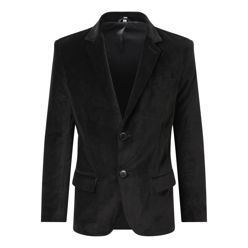 De La Creme MAN Mens Luxury Black Velvet Slim Fit Formal Blazer Party ...