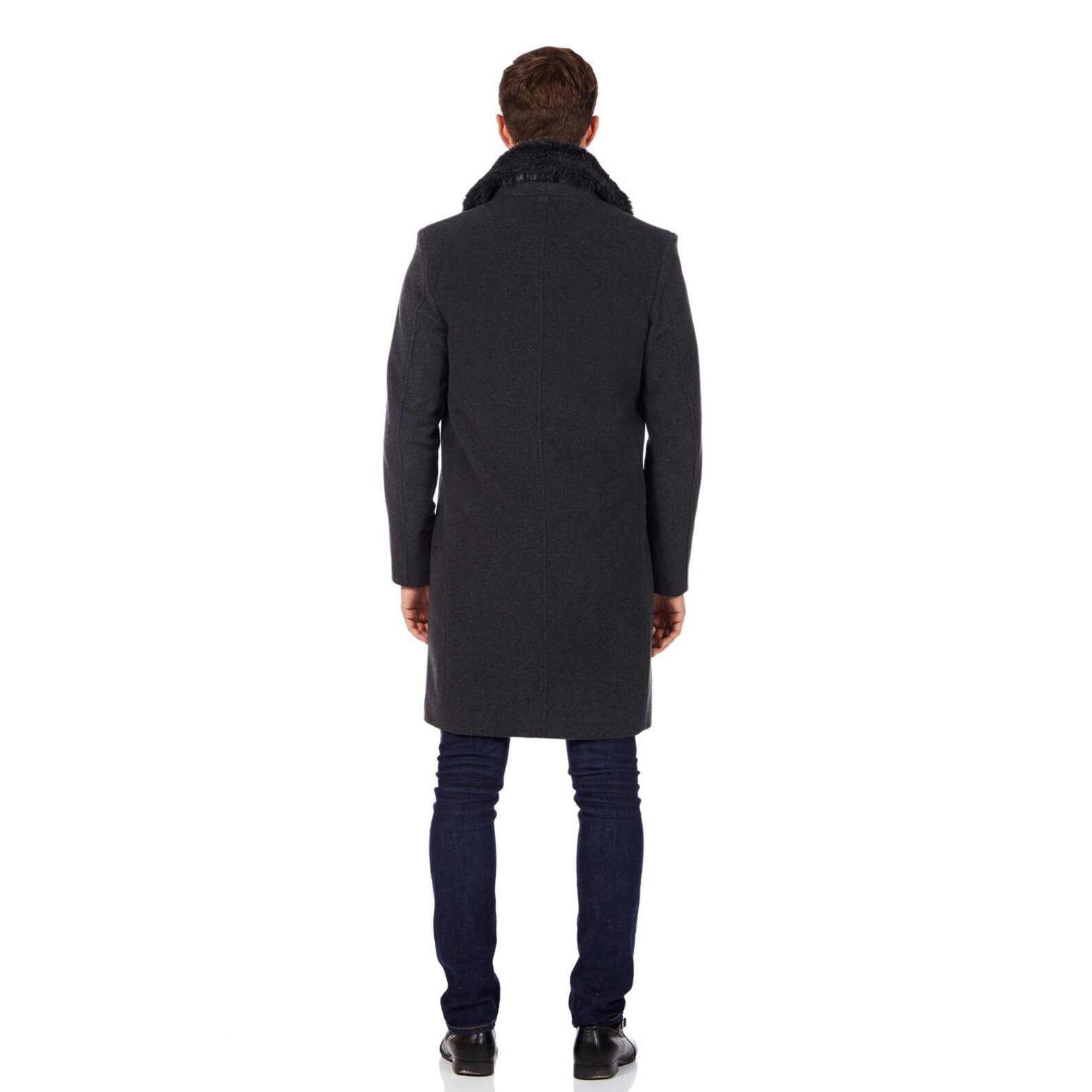 De La Creme MAN Mens Wool Mix Overcoat With Faux Fur Collar Etsy UK