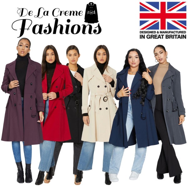 De La Creme - trench-coat printemps/été femme | Veste légère pour dames | Belted Mac| Vêtements