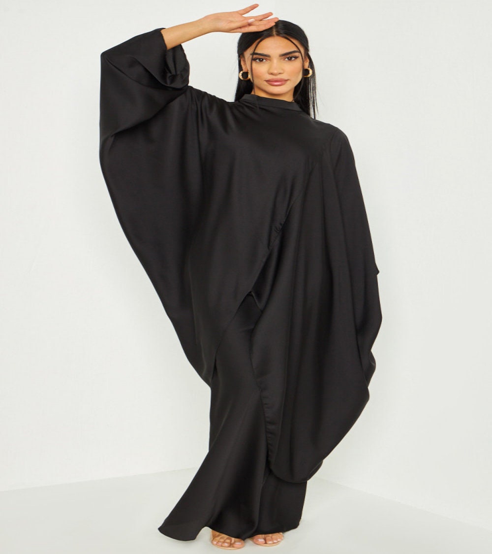 Womens Abaya Skirt Co Ord Set Ladies Long Sleeve Batwing Top Etsy