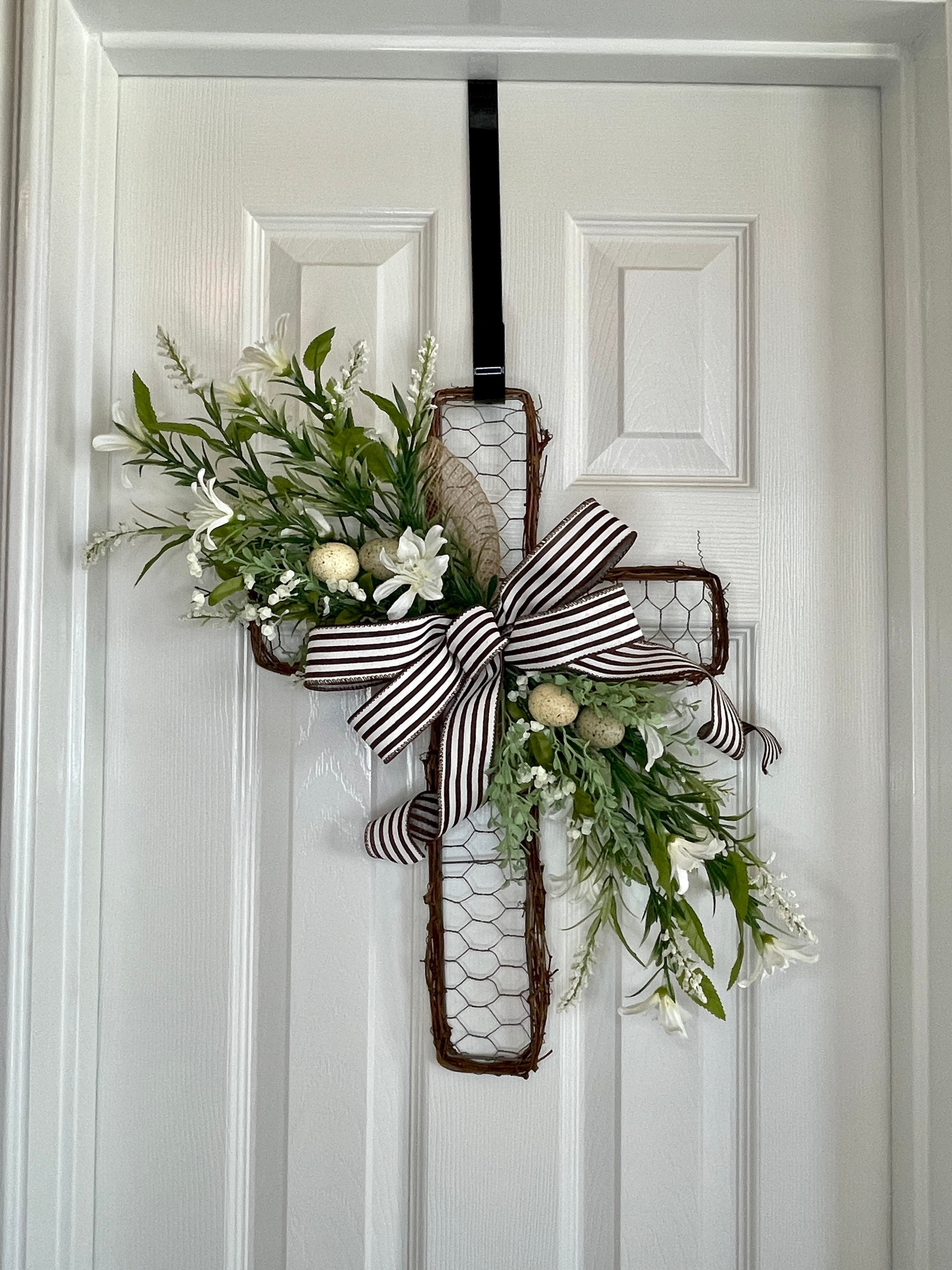 Metal Wreath Easter Metal Cross Wreath, Easter Wreath, Bereavement - Main Image