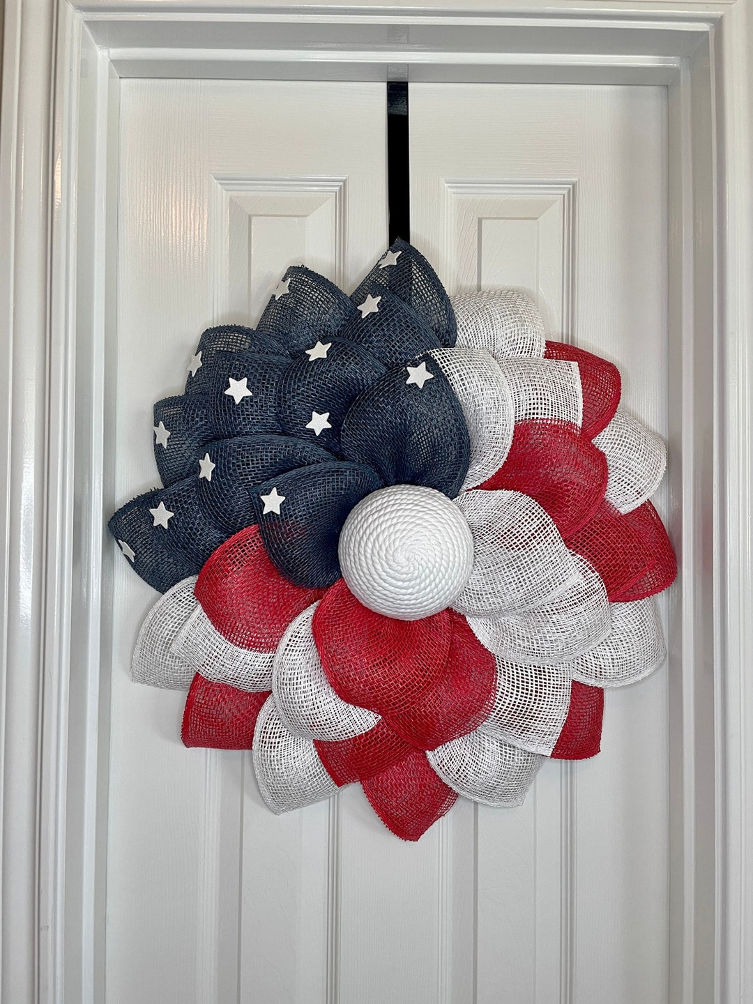 American Flag Wreath, Patriotic Red White Blue Wreath, 4th of July Door ...