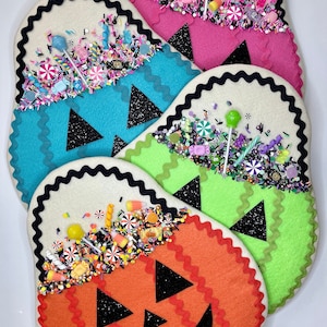 Jack O Lantern Sugar Cookie Halloween Wreath Attachment, Halloween decor, felt attachment for wreath garland halloween tree door or wall