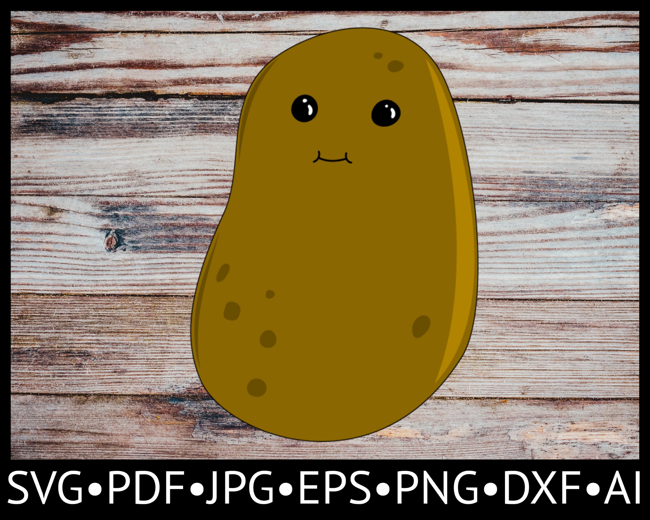 Potato Illustration Digital Cut Files Etsy