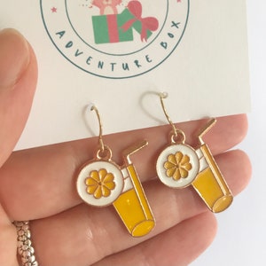 Lemonade with Lemon Earrings, Summer Aesthetic Earrings