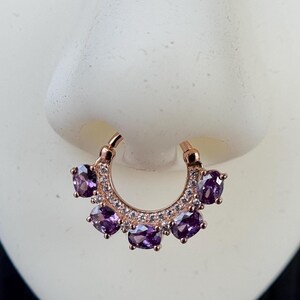 14K Solid Yellow, Rose, White Gold Liliana Clicker 16G with Half CZ Clicker, Body Jewelry