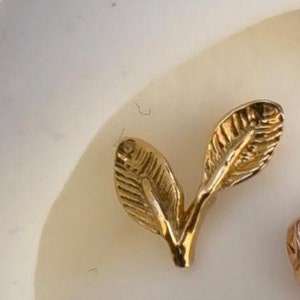 14K Solid Yellow, Rose, White Gold Leaf Elliptic Piercing, Body Jewelry, 25g Threadless pin, 14g or 16g Threaded pins