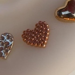 14K Solid Yellow, Rose, White Gold Beaded Heart Piercing, Body Jewelry, 25g Threadless pin, 14g or 16g Threaded pins