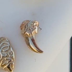 14K Solid Yellow, Rose, White Gold Vampire Tooth Piercing, Body Jewelry, 25g Threadless pin, 14g or 16g Threaded pins