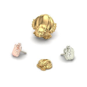 14K Solid Yellow, Rose, White Gold Frog Piercing, Body Jewelry, 25g Threadless pin, 14g or 16g Threaded pins