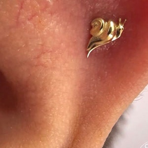 14K Solid Yellow, Rose, White Gold Snail Piercing, Body Jewelry, 25g Threadless pin, 14g or 16g Threaded pins