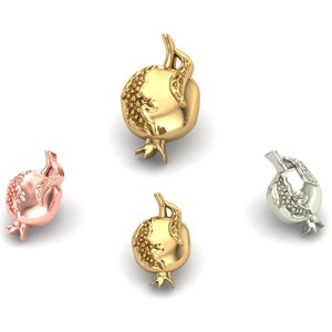 14K Solid Yellow, Rose, White Gold Pomegranate Piercing, Body Jewelry, 25g Threadless pin, 14g or 16g Threaded pins