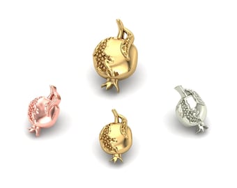 14K Solid Yellow, Rose, White Gold Pomegranate Piercing, Body Jewelry, 25g Threadless pin, 14g or 16g Threaded pins