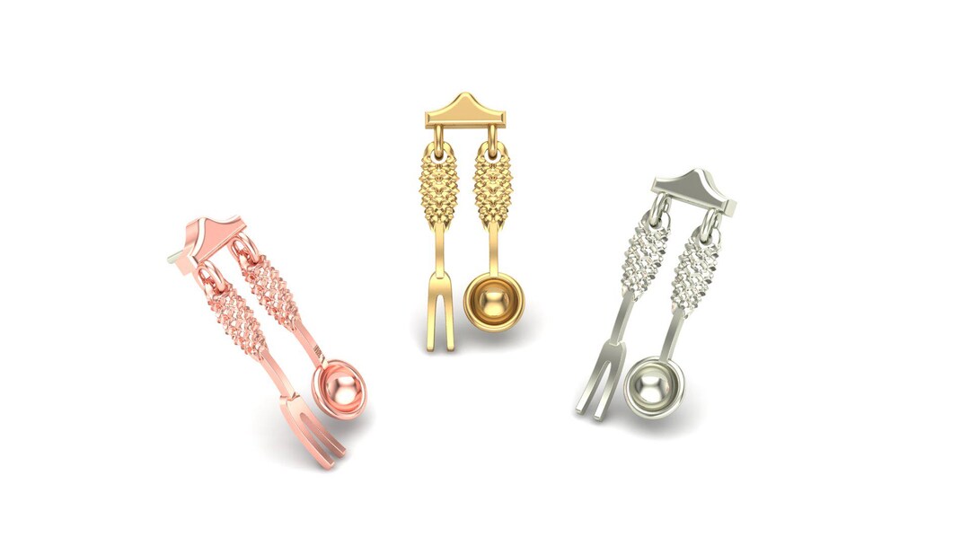 14K Solid Yellow, Rose, White Gold Dig in Dangle Piercing, Body Jewelry ...