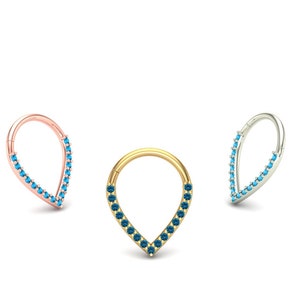 14K Solid Gelb, Rose, Weißgold Georgina 16G mit CZ Clicker, Körperschmuck